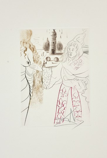 La Femme Adultère from Le Décameron suite, 1972 by Salvador Dali - Etching in colours on Arches paper